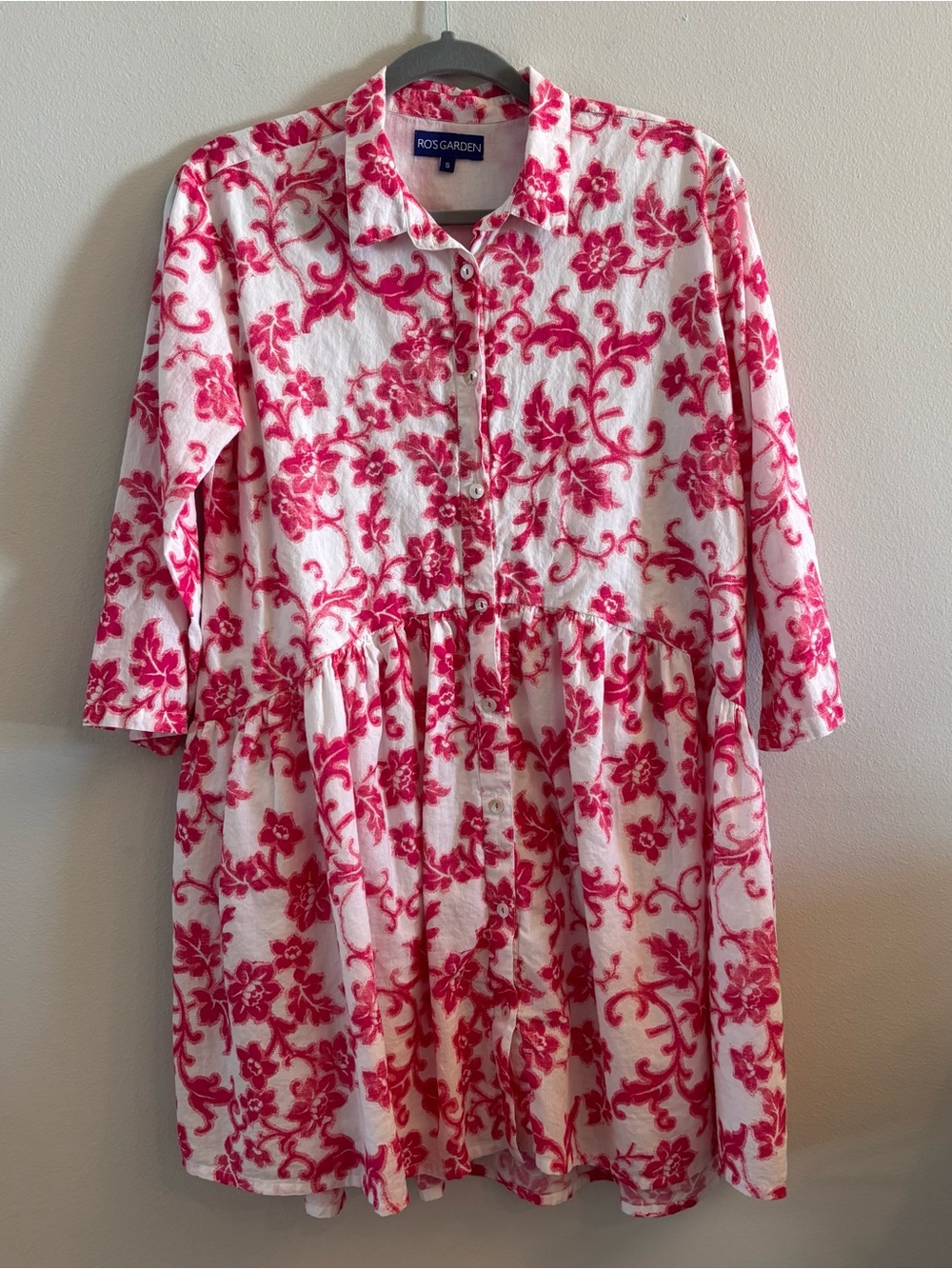 Anthropologie RO'S GARDEN Deauville Dress Pink Floral Size Small